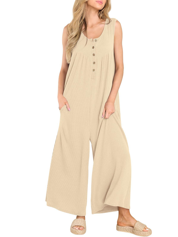 Lässiger Jumpsuit mit Taschenknöpfen für Damen 