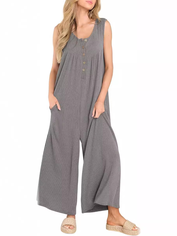 Lässiger Jumpsuit mit Taschenknöpfen für Damen 