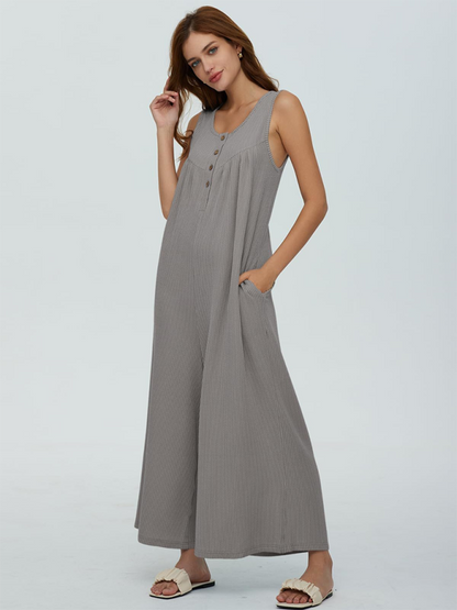 Lässiger Jumpsuit mit Taschenknöpfen für Damen 