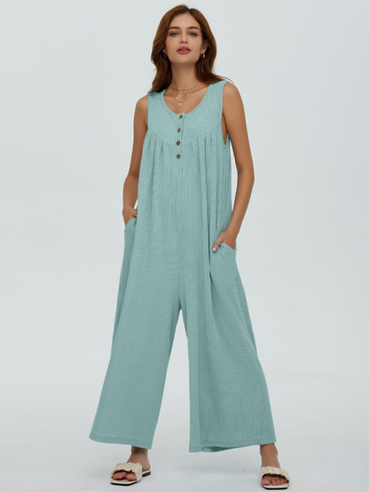 Lässiger Jumpsuit mit Taschenknöpfen für Damen 