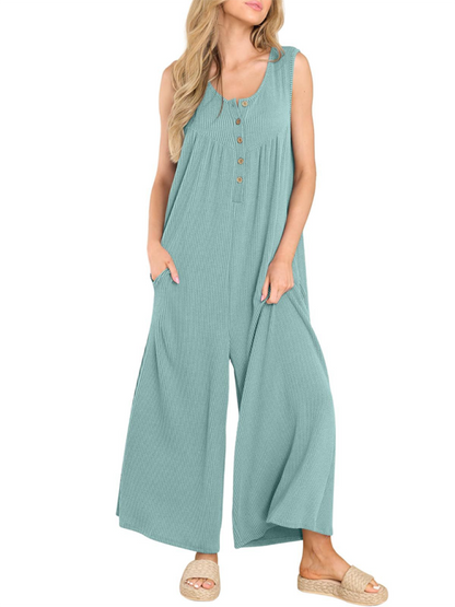 Lässiger Jumpsuit mit Taschenknöpfen für Damen 