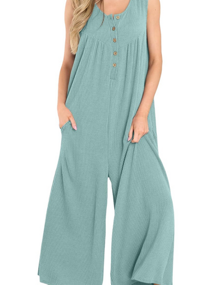 Lässiger Jumpsuit mit Taschenknöpfen für Damen 