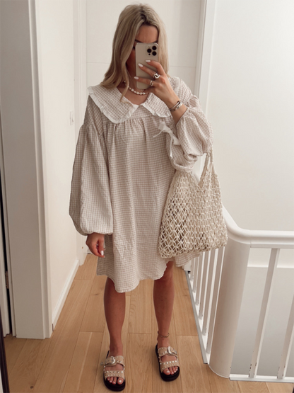 New style shirt doll collar long sleeve versatile lantern sleeve dress