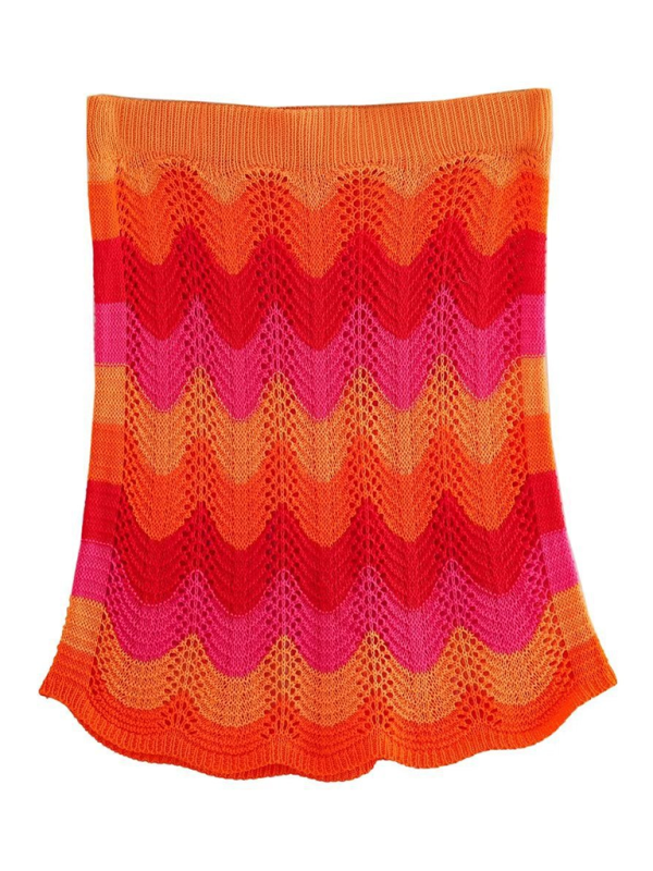 New Casual Multicolor Mesh Knit Skirt