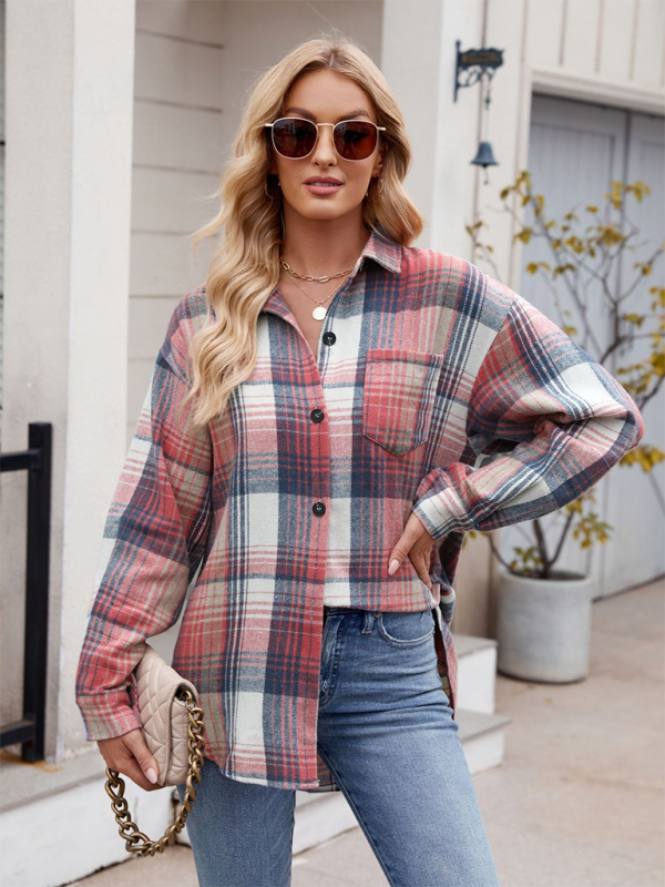 Neues lässiges, modisches Flanell-Tweed-Hemd mit Hahnentrittmuster