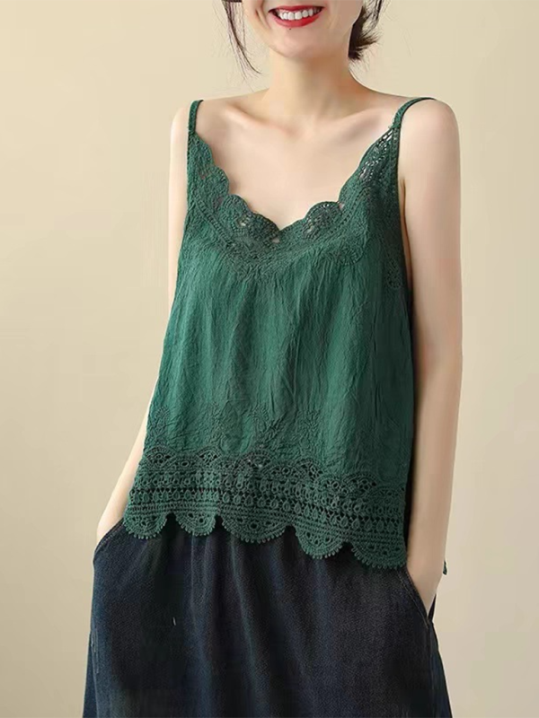 Cotton and Linen Vest Women&