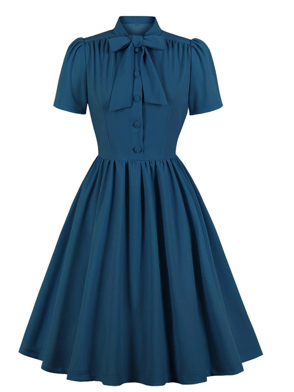 Einfarbiges Swingkleid mit Schnürung für Damen