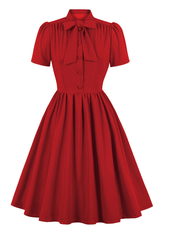 Einfarbiges Swingkleid mit Schnürung für Damen