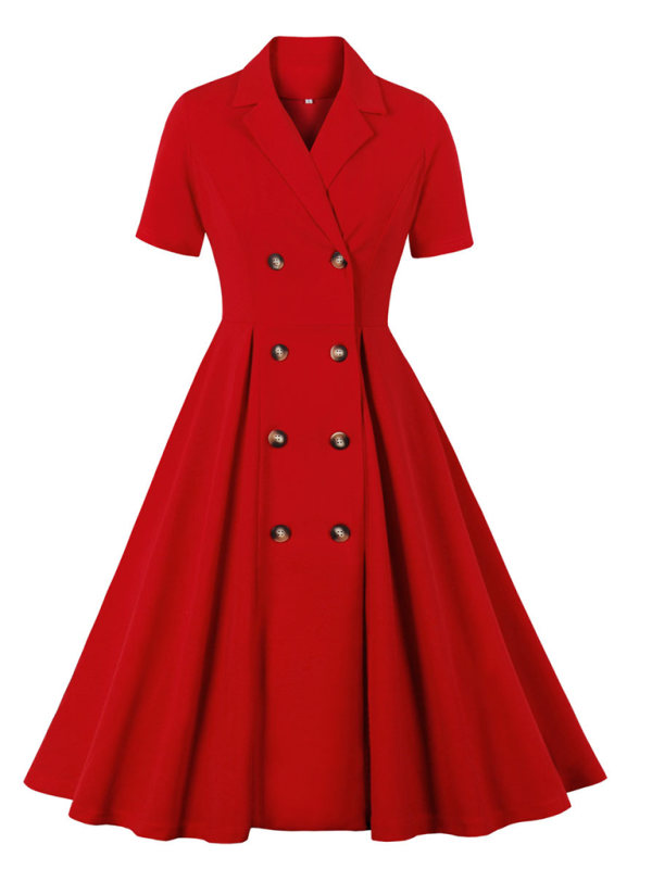 Neues, einfarbiges Kleid mit Anzugkragen für Damen