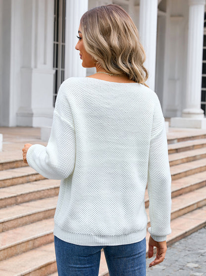 Damen Pullover mit Rundhalsausschnitt und Taschen 