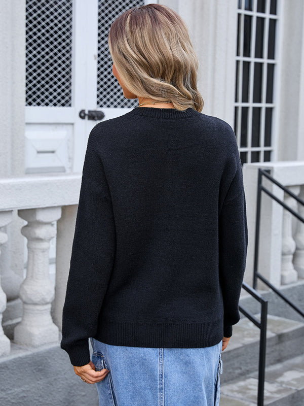 Langärmliger Pullover mit kontrastierender Schleife für Damen 