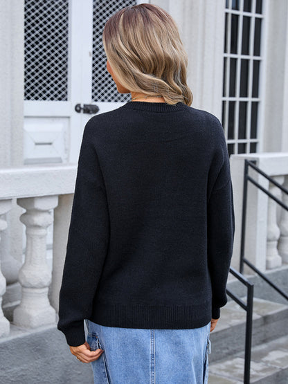 Langärmliger Pullover mit kontrastierender Schleife für Damen 