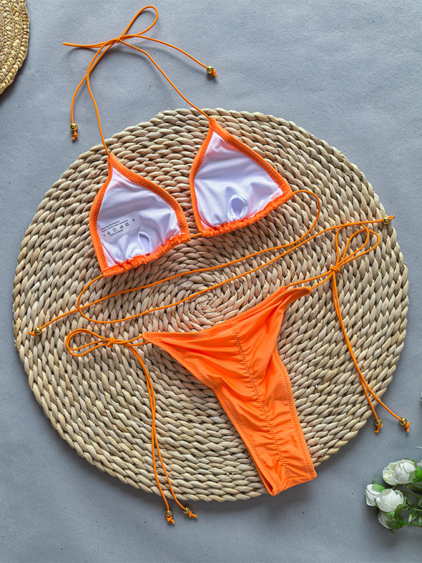 Zweiteiliges Bikini-Set in Unifarbe für Damen 