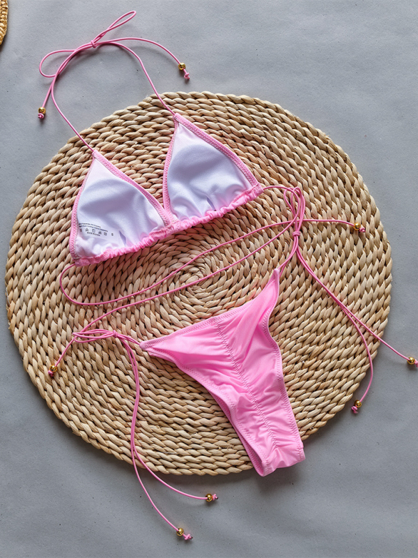 Zweiteiliges Bikini-Set in Unifarbe für Damen 