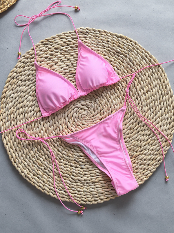 Zweiteiliges Bikini-Set in Unifarbe für Damen 