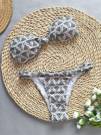 Modischer Bandeau-Bikini mit Print für Damen 