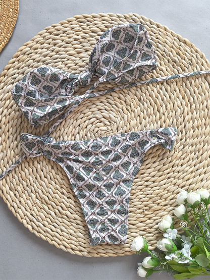 Modischer Bandeau-Bikini mit Print für Damen 