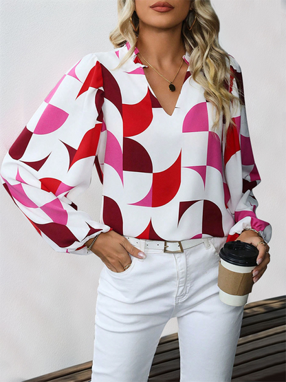 New Geometric Print Long Sleeve Shirt