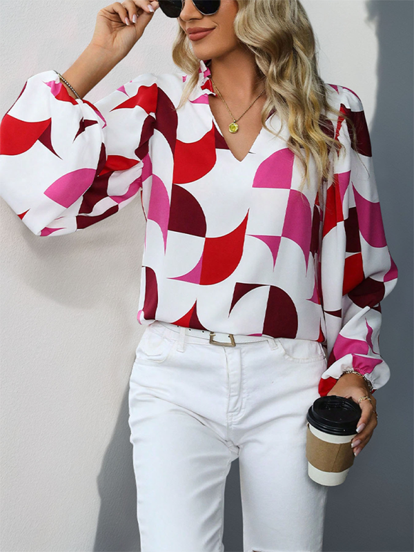 New Geometric Print Long Sleeve Shirt