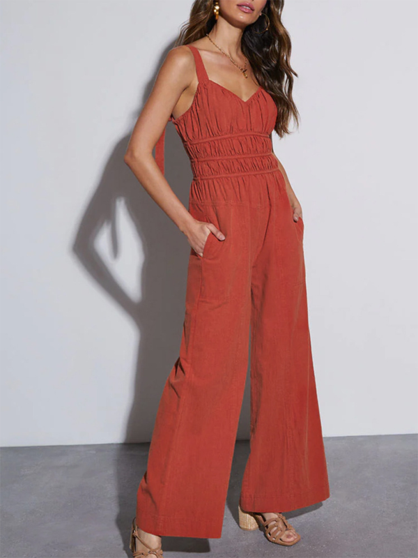 Neuer einfarbiger Jumpsuit im Resort-Stil 