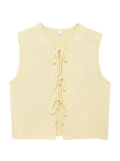 Ladies casual new style V-neck bowknot small V-neck sleeveless knitted vest