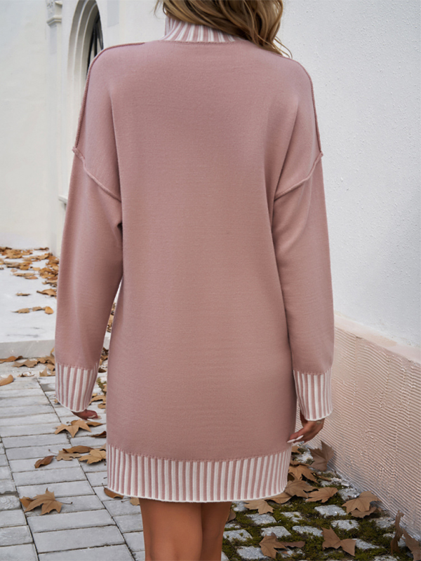 Contrast Color Panel Sweater Dress