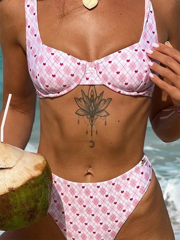 Neues sexy bedrucktes Strand-Bikini-Set mit niedriger Taille für Damen 