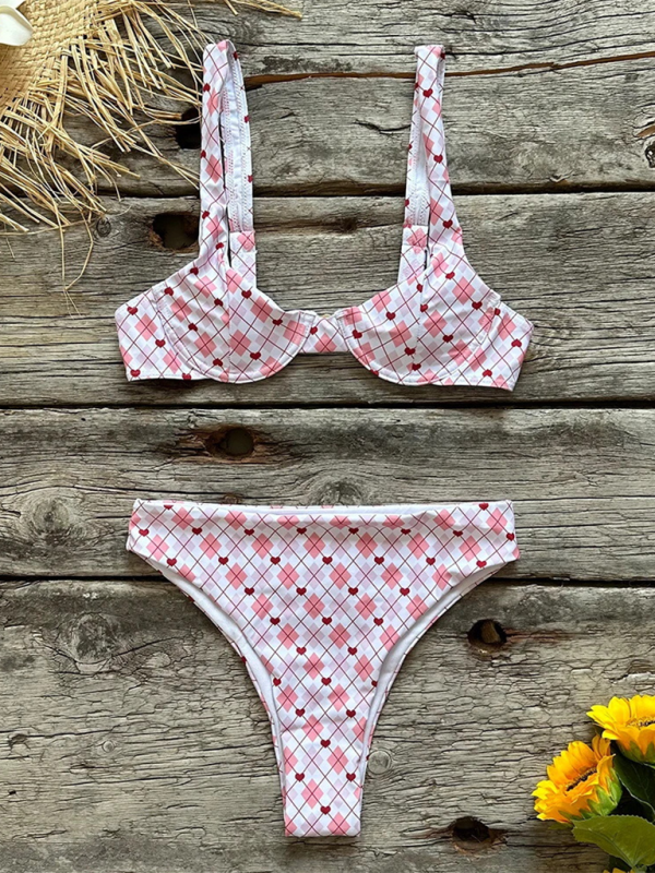 Neues sexy bedrucktes Strand-Bikini-Set mit niedriger Taille für Damen 