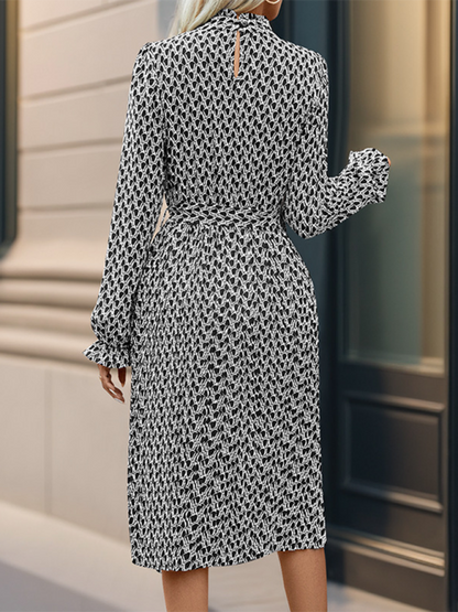 Neues Schnürkleid mit geometrischem Print für Damen 