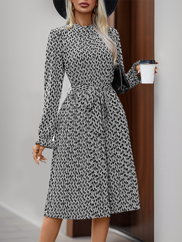 Neues Schnürkleid mit geometrischem Print für Damen 