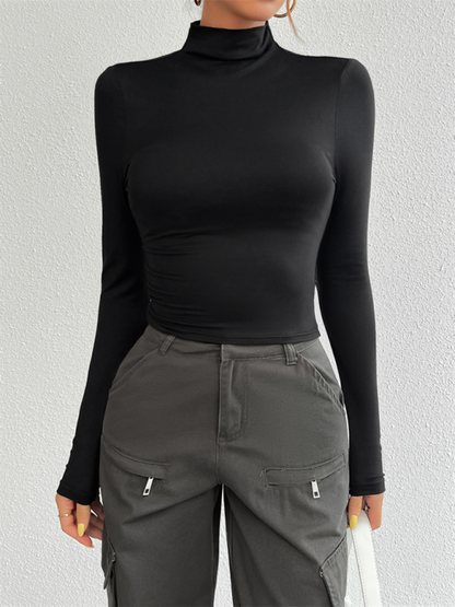 Damen Y2K Slim Fit Einfarbige Strickhose Langärmliges Oberteil 