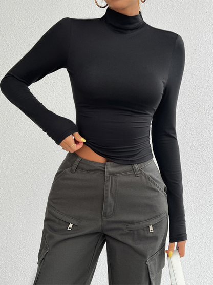 Damen Y2K Slim Fit Einfarbige Strickhose Langärmliges Oberteil 