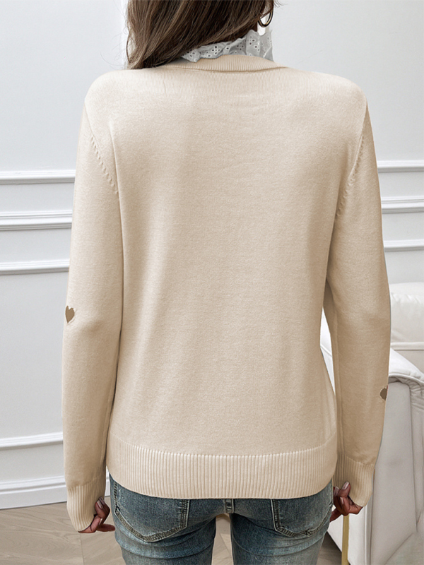 Damen Temperament Lässiger Pullover mit langen Ärmeln und Stickereien 