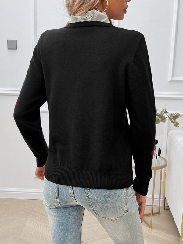 Damen Temperament Lässiger Pullover mit langen Ärmeln und Stickereien 