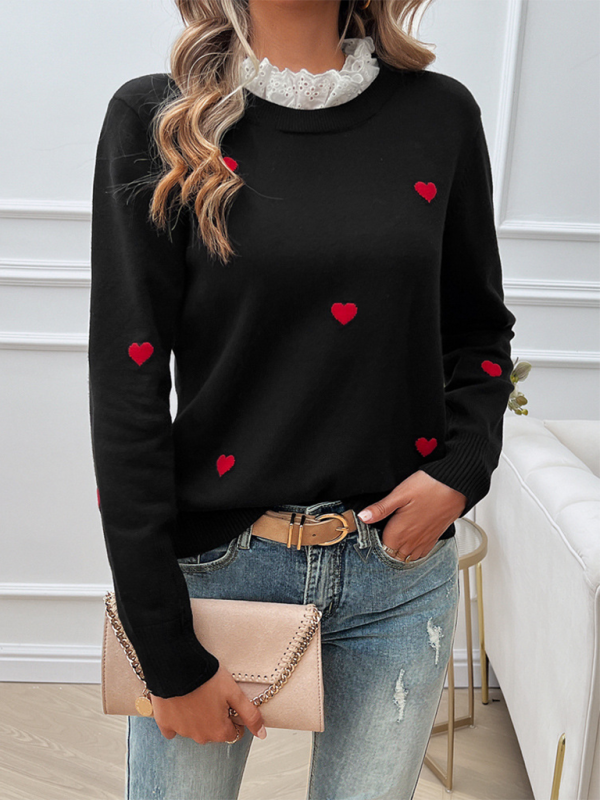 Damen Temperament Lässiger Pullover mit langen Ärmeln und Stickereien 