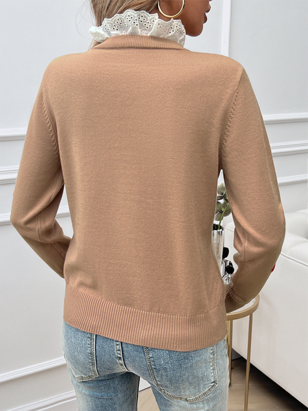 Damen Temperament Lässiger Pullover mit langen Ärmeln und Stickereien 