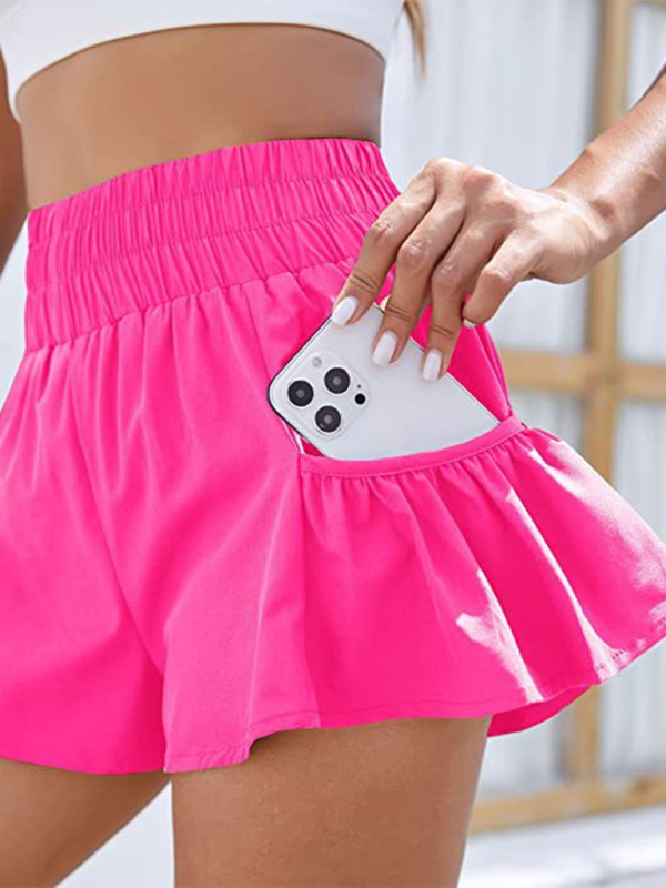 Schnelltrocknende Shorts mit hoher Taille und Taschen für Damen 