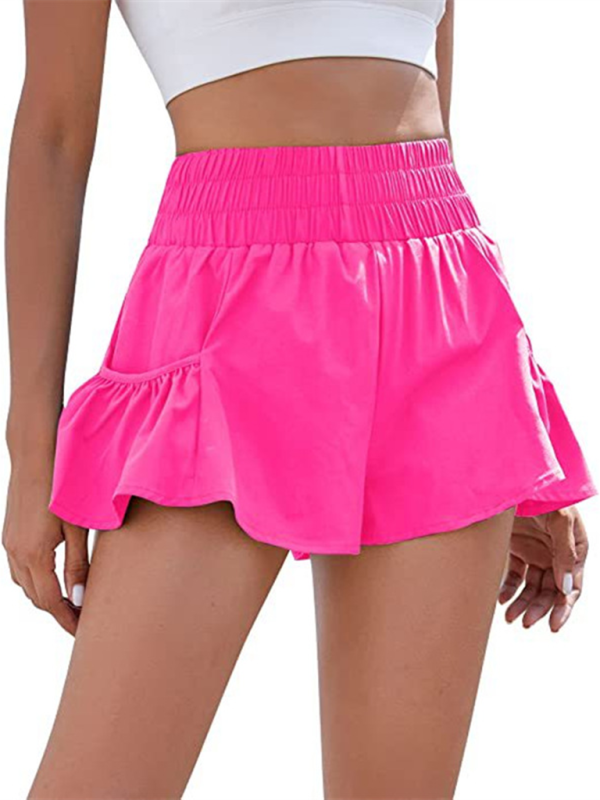 Schnelltrocknende Shorts mit hoher Taille und Taschen für Damen 