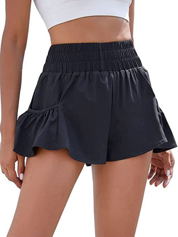 Schnelltrocknende Shorts mit hoher Taille und Taschen für Damen 