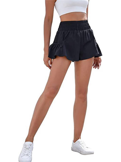 Schnelltrocknende Shorts mit hoher Taille und Taschen für Damen 