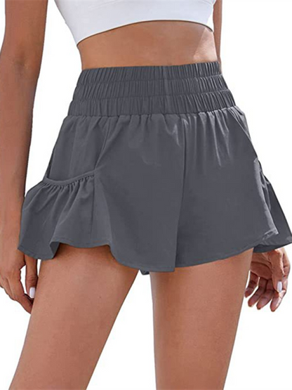 Schnelltrocknende Shorts mit hoher Taille und Taschen für Damen 