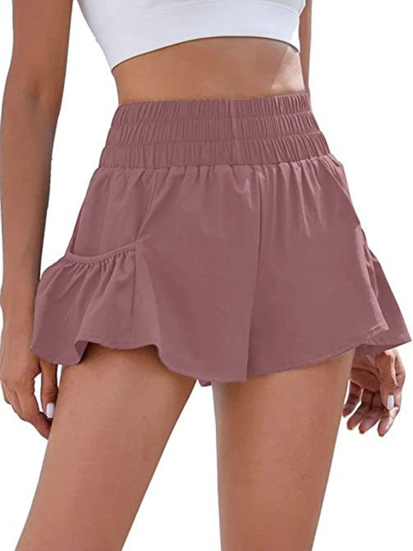 Schnelltrocknende Shorts mit hoher Taille und Taschen für Damen 