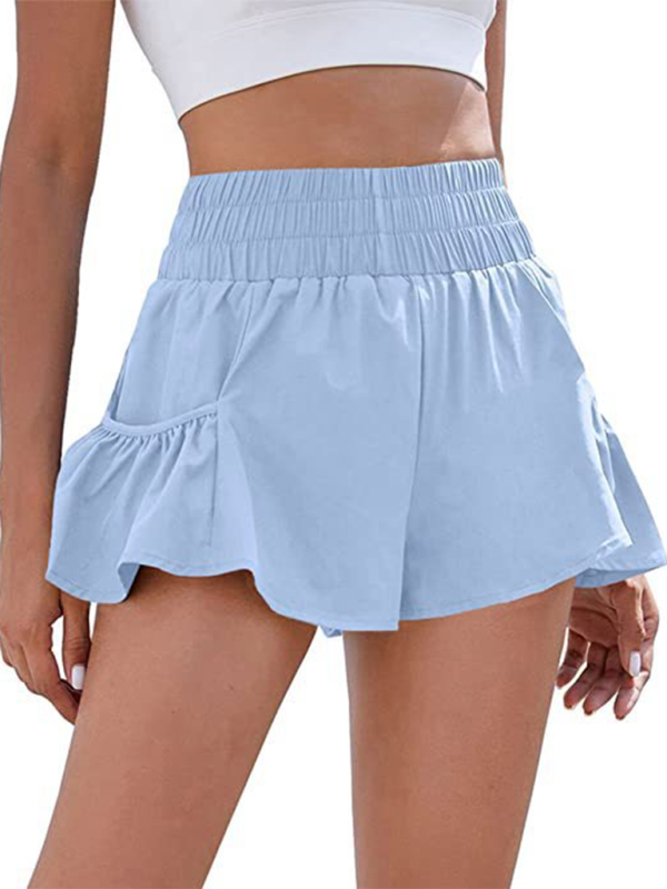 Schnelltrocknende Shorts mit hoher Taille und Taschen für Damen 