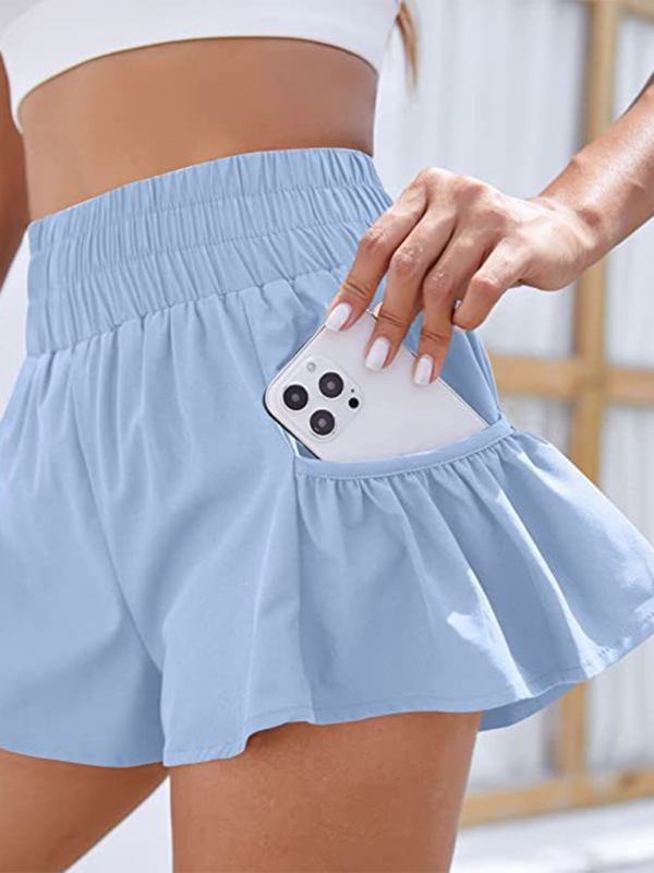 Schnelltrocknende Shorts mit hoher Taille und Taschen für Damen 