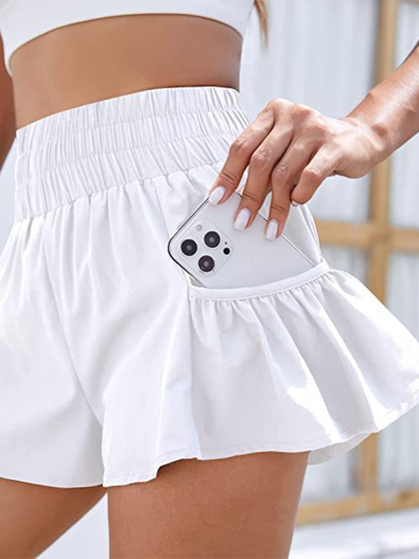 Schnelltrocknende Shorts mit hoher Taille und Taschen für Damen 