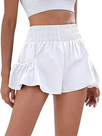 Schnelltrocknende Shorts mit hoher Taille und Taschen für Damen 