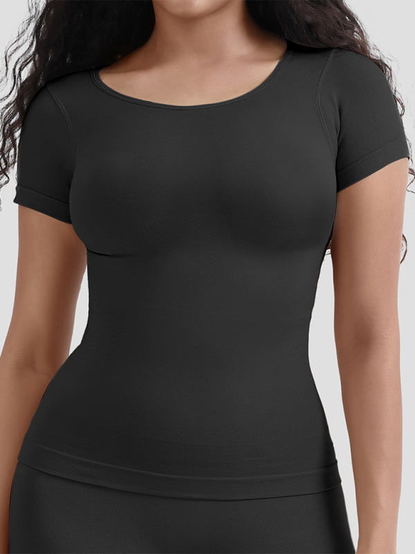 New corset seamless short-sleeved T-shirt bottom tight waist shaping top