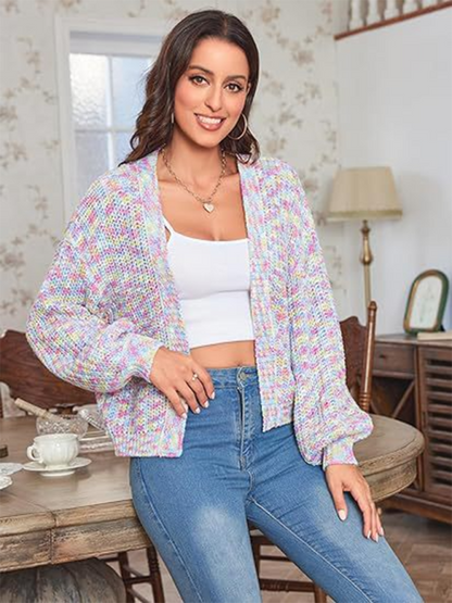 Stylischer Strick-Cardigan mit Kontrastfarben 