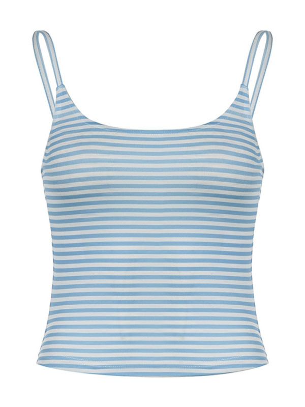 Pinstripe Basic Tank Top Beautiful Back Hot Girl Small Vest