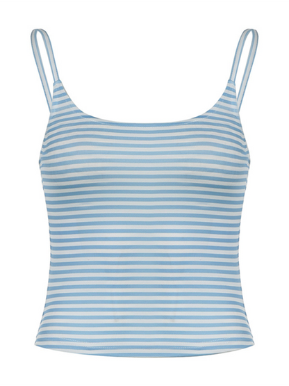 Pinstripe Basic Tank Top Beautiful Back Hot Girl Small Vest